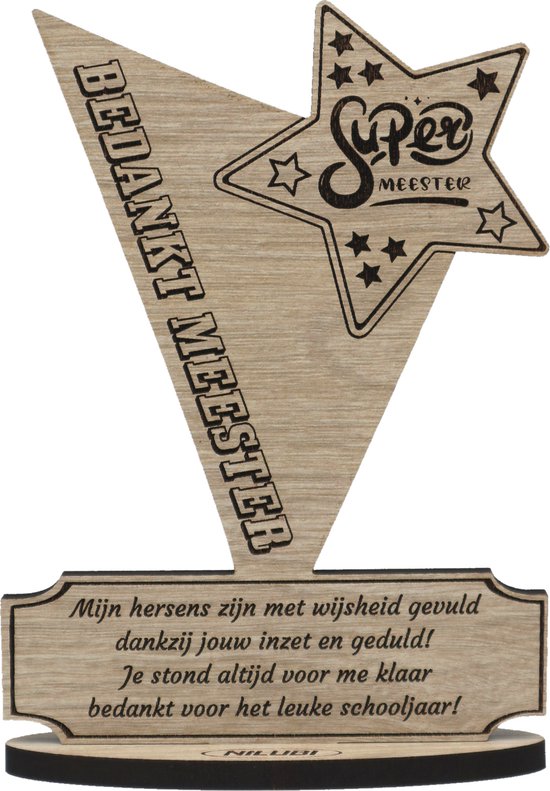 Award Meester - cadeau om leraar te bedanken - bedankt meester - 12.5 x 17,5 cm