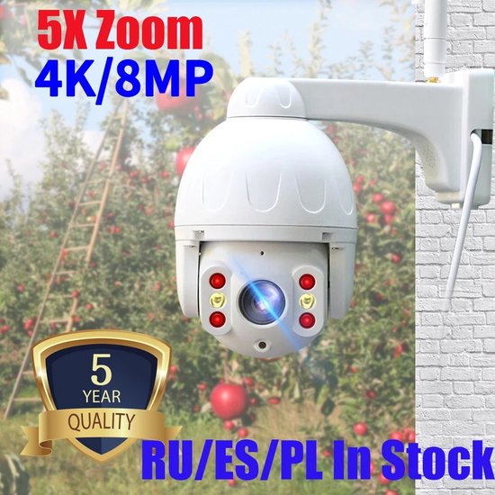 Reolink 4K 8MP 2,4/5 GHz WLAN Überwachungskamera Outdoor Mit 5X Optischem Zoom, IK10 Vandal Wifi 6 Farbnachtsicht Intelligente Erkennung Zwei Wege Audio Ip67 84654591