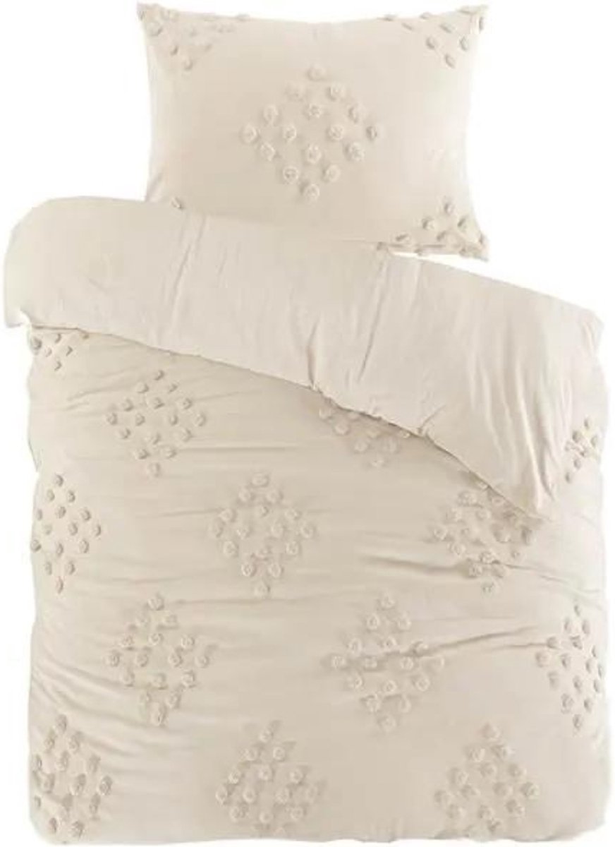 Papillon Dekbedovertrek Helsinki Zand Eenpersoons 140x200/220 cm - 100% Percale Katoen - Hoogwaardige Kwaliteit - Super Zacht