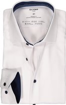 OLYMP 24/7 modern fit overhemd - mouwlengte 7 - herringbone - wit (contrast) - Strijkvriendelijk - Boordmaat: 43