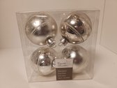 Kerstballen - 4 stuks - glas - mat en glans met glitter afwerking