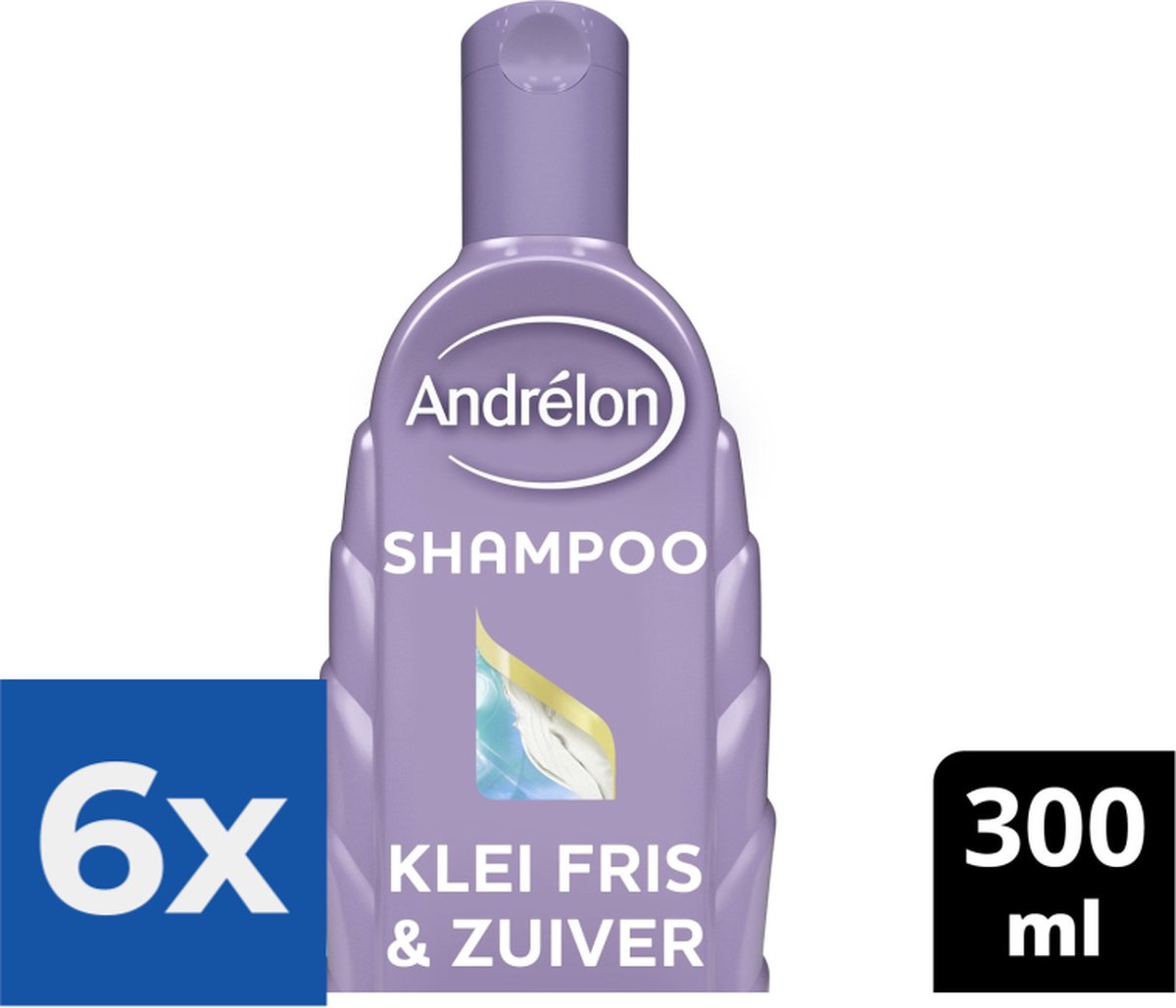 Andrélon Klei Fris & Zuiver Shampoo 300 ml Voordeelverpakking 6 stuks