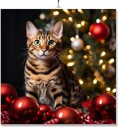 Carrelage Avec Impression, Cadeau, Chat à l'arbre de Noël, Chat tokinois