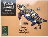 Dieren puzzel | Schildpad | Turtle | 64 stukjes | 31,5 x 22cm | FSC | Unieke dieren puzzel stukjes