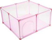 Baby Speelbox, 120 x 120 x 65 cm Speelbox Barrièrehek met Ademend Gaas en Rits, Baby Speelbox voor Kinderen - Roze