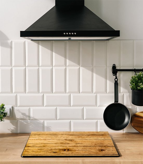 TMK ArtDeko Afdekplaat voor fornuis, 50 x 52 cm, 1-delig, afdekking voor keramische kookplaat, inductie, spatbescherming, glas, decoratieve snijplank, niveau
