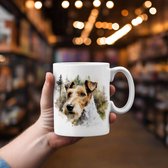 Mok Fox Terrier Beker cadeau voor haar of hem, kerst, verjaardag, honden liefhebber, zus, broer, vriendin, vriend, collega, moeder, vader, hond