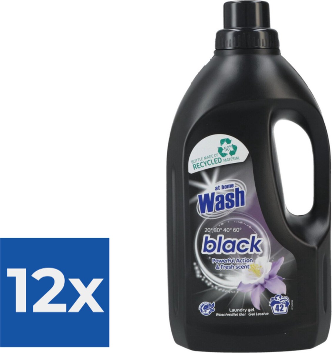 At Home Wash Vloeibaar wasmiddel 1-5L zwart 42 wasbeurten - Voordeelverpakking 12 stuks