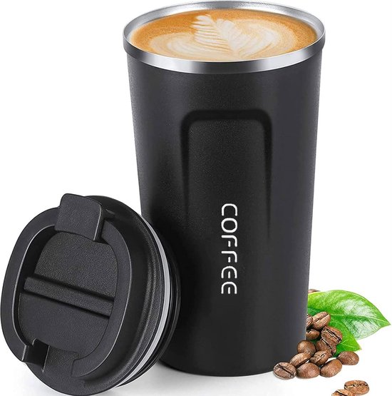 Koffiebeker voor onderweg, thermosbeker, roestvrij staal, lekvrije