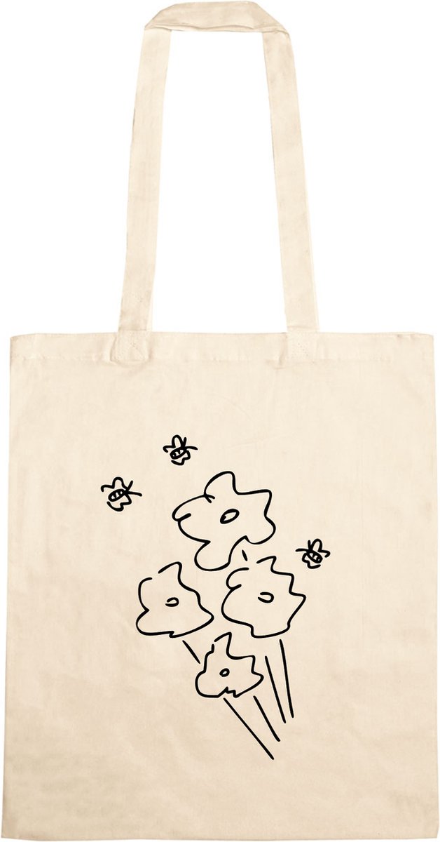 Katoenen Tas Met Bosje Bloemen - Tas Met Bloemen - Tas Van Katoen