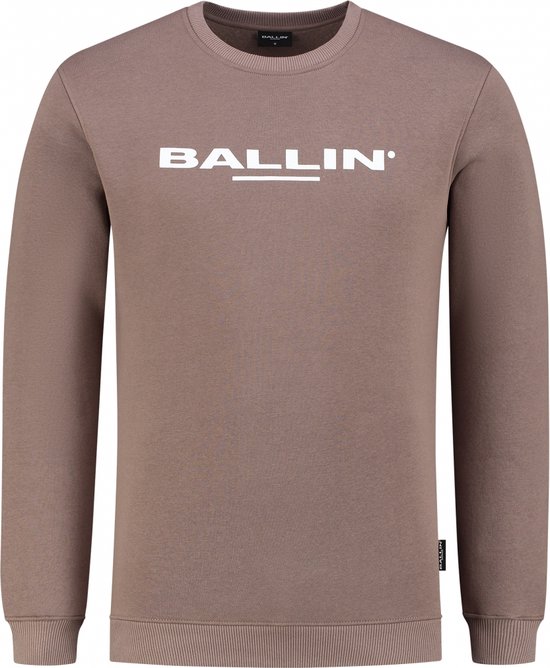 Ballin Amsterdam - Heren Slim fit Sweaters Crewneck LS - Taupe - Maat XL
