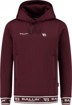 Ballin Amsterdam - Jongens Slim fit Sweaters Hoodie LS - Aged Burgundy - Maat 8