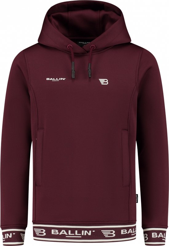 Ballin Amsterdam - Jongens Slim fit Sweaters Hoodie LS - Aged Burgundy - Maat 12