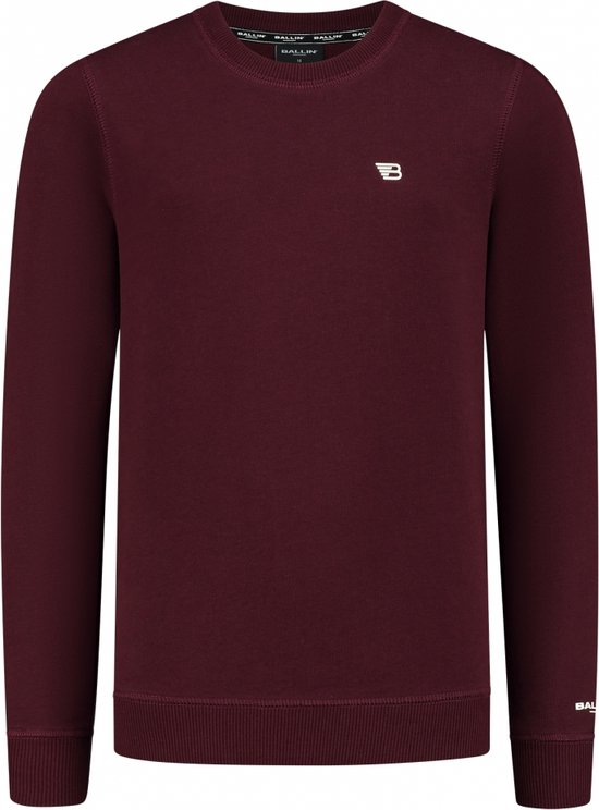 Ballin Amsterdam - Jongens Slim fit Sweaters Crewneck LS - Aged Burgundy - Maat 10