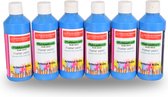 6-Delige Blauwe Plakkaatverf Fles (250 ml elk) | Ideaal voor Creatieve Hobby's en Educatieve Projecten | Kindvriendelijk & Veilig