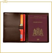ATTREZZO® 100% Lederen Paspoort hoesje - Bruin - Paspoorthouder - Reisdocumenthouder - Travel wallet