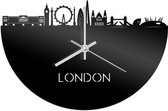 Skyline Klok London Zwart Glanzend - Ø 40 cm - Stil uurwerk - Wanddecoratie - Meer steden beschikbaar - Woonkamer idee - Woondecoratie - City Art - Steden kunst - Cadeau voor hem - Cadeau voor haar - Jubileum - Trouwerij - Housewarming -