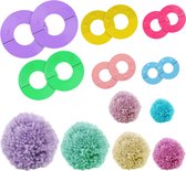 Curtzy Plastic Pompon Maker Set (6 Pak) – 6 Maten (2,5/3,5/4,5/5,5/7 & 9cm) – Herbruikbaar DIY Pompon Maak Fluff Ball Haken Wol & Garen Wever Gereedschap