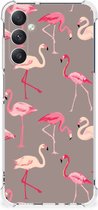 Hoesje met naam Geschikt voor Samsung Galaxy A05s Telefoonhoesje met doorzichtige rand Flamingo