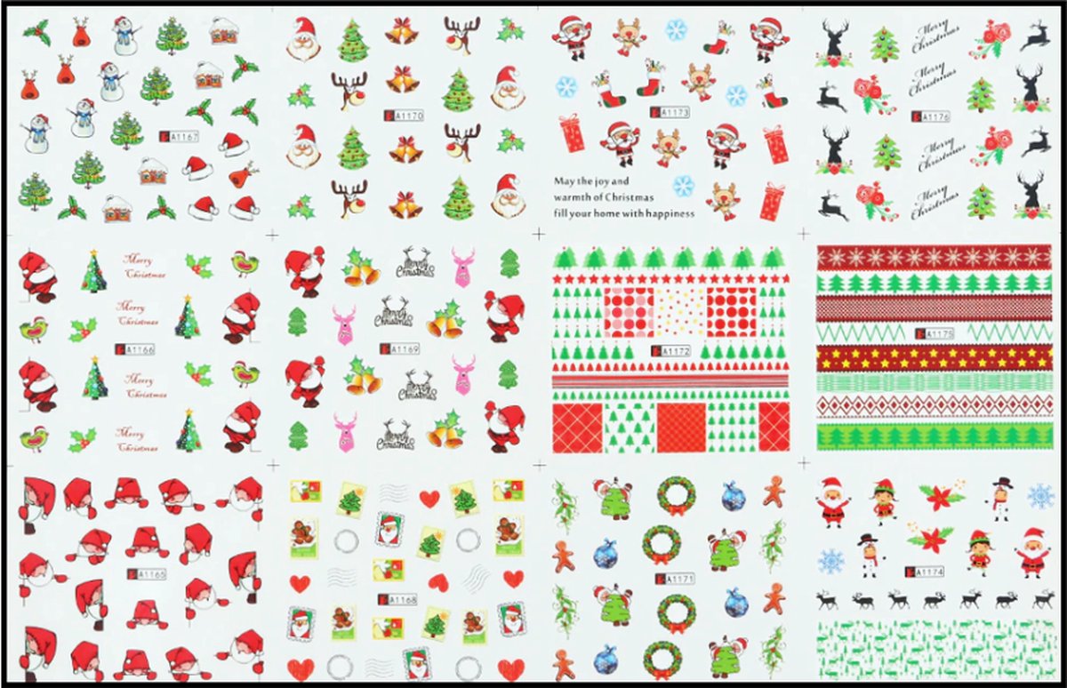 Goedkoopste Nagel Stickers | Nagel Folie | 12 Verschillende Kerst Stijlen
