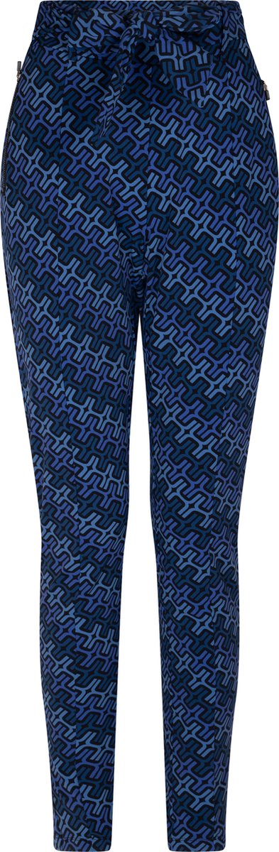 Zoso Broek Amee Printed Travel Pant 235 0141 Blue black Dames Maat