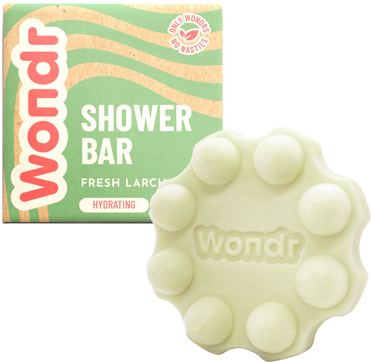 WONDR shower bar - Fresh Larch - Alle huidtypes - Hydraterend - Zacht - Zeepvrij - 110g