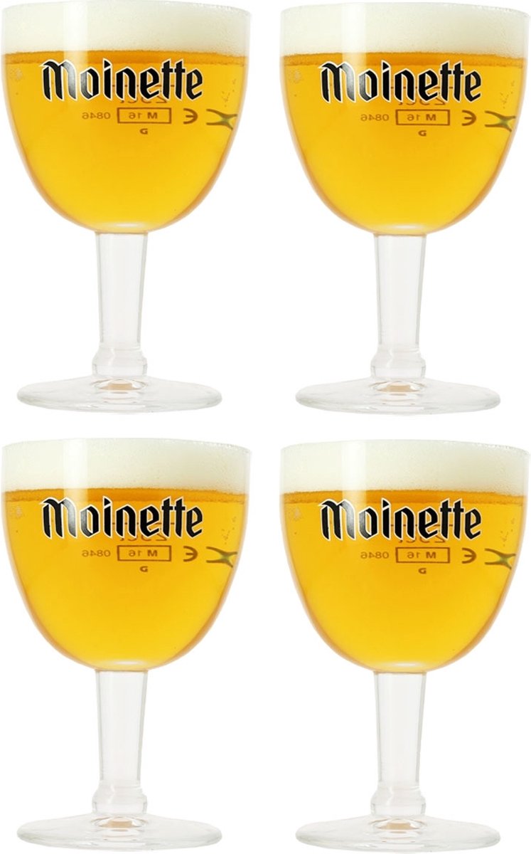 Moinette Bierglas 25cl - Set van 4 Stuks - Ideaal voor Belgisch Bier - Geniet van de Authentieke Moinette Smaak in Stijlvolle Glazen