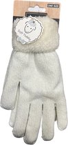 Handschoenen Dames | Luxe Dames Hanschoenen met Teddy kraag | Wit met sparkling | one size | wintersport | cadeautip