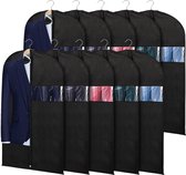 Kledingzak van 101 cm (10-delige set), kledingzak voor het opbergen, kast met ritssluiting met kledingzak en blazer met klapogen, jurk, zwart
