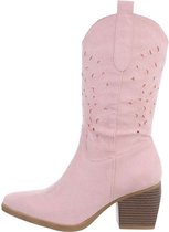 ZoeZo Design - laarzen - western laarzen - cowboy laarzen - suedine - roze - zacht roze - maat 37 - half hoog - met rits - kuitlaarzen