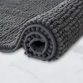 Badmat Anti-Slip av soft Chenille | Super absorberend en machinewasbaar | Te combineren als badmat set | Voor de badkamer, douche, bad of als WC mat | Donker Grijs - 45x45 cm