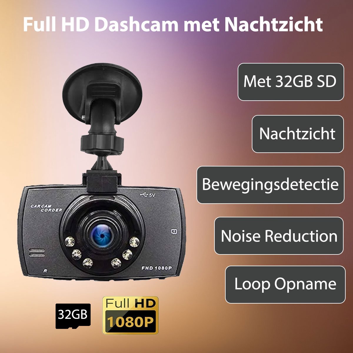 Dashcam - Nachtzicht - Full HD - met 32GB SD - 2.4