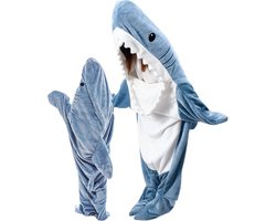 Onesie - Haai Deken - Hoodie Deken - Fleece Deken - Maat XL - Voor Lengte 160CM TOT 183CM