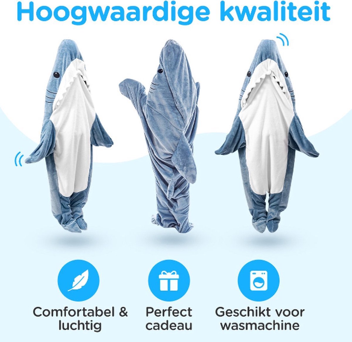 Onesie - Haai Deken - Hoodie Deken - Fleece Deken - Voor Lengte 140CM TOT 160CM — afbeelding 4