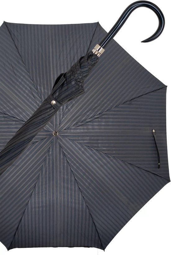 Gastrock Paraplu - Italiaanse satijn stof - Donkergrijs - Luxe paraplu - Lengte 91 cm - Doorsnede doek 61 cm - Aluminium frame - Handvat van metallic gelakt esdoornhout - Paraplu voor dames en heren - Drukknop sluiting