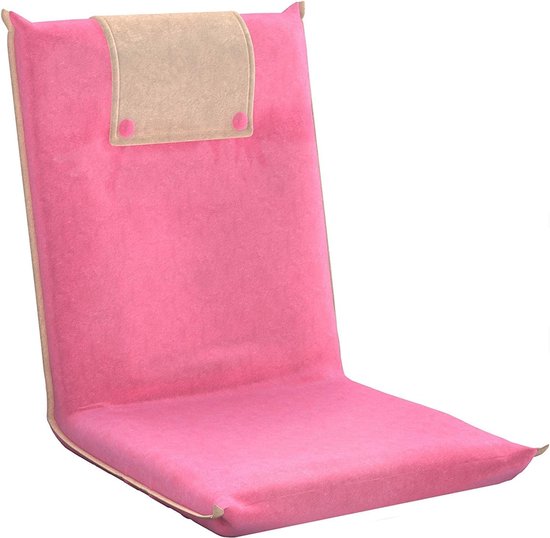 Vloerstoel met rugleuning Easy II - ideaal als zitkussen & outdoor klapstoel voor meditatie, yoga, camping of als ligstoel - roze
