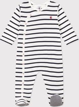 Petit Bateau Pyjama bébé rayé en tissu côtelé Combishort unisexe - Blauw - Taille 74