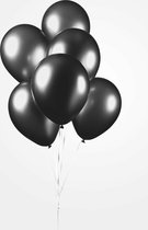 Ballonnen metallic zwart - 50 stuks - 30 cm