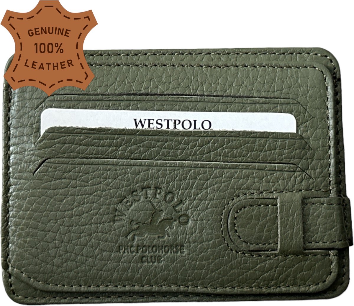 Westpolo Luxe Unisex Leren Pasjeshouder - Ruimte voor 7 Pasjes - Perfect Geschenk voor Verjaardagen, Vaderdag, Moederdag Valentijnsdag en Meer - Groen - 333 van Leerella