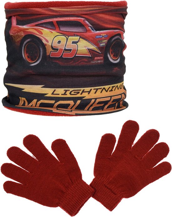 Disney Cars - Colsjaal Disney Cars + handschoenen - rood - One size (3-6 jaar)