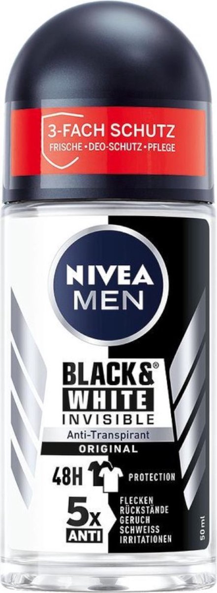 Goedkoopste Nivea men Anti-Transpirant Roll-on Black & White Invisible 50ML