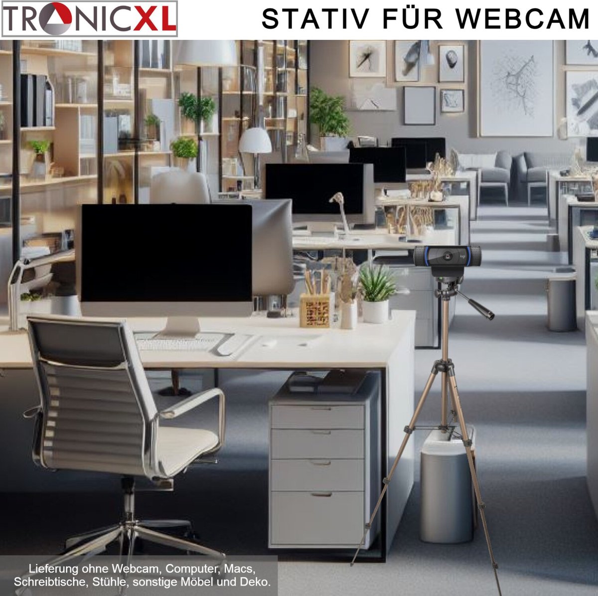 TronicXL Statief 19W - aluminium statief, 105cm, voor webcam universeel 1/4