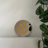 Donkergele Smiley Spiegel - 20cm - Rond