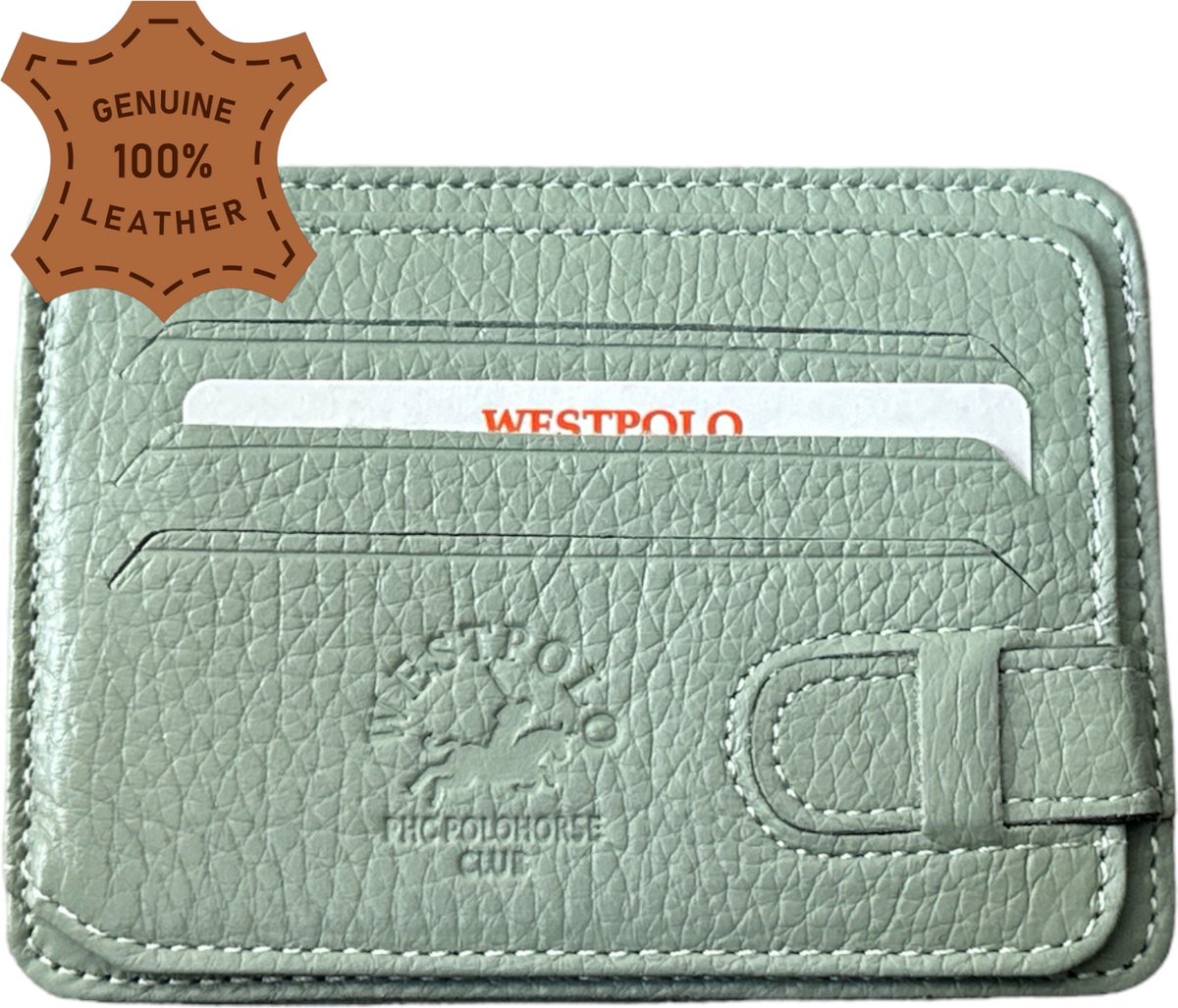 Westpolo Luxe Unisex Leren Pasjeshouder - Ruimte voor 7 Pasjes - Perfect Geschenk voor Verjaardagen, Vaderdag, Moederdag Valentijnsdag en Meer - Mint Groen - 333 van Leerella