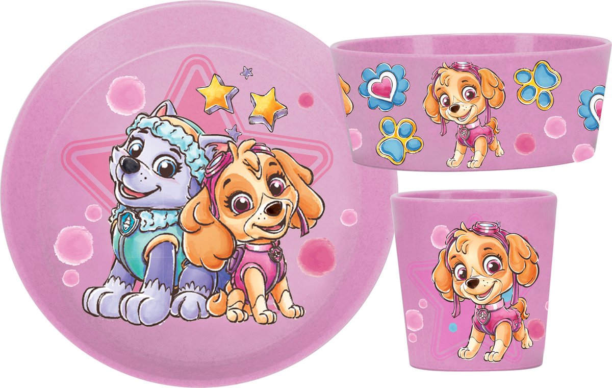 Goedkoopste Bio Circulair Set Beker Schaal en Bord Paw Patrol - Roze