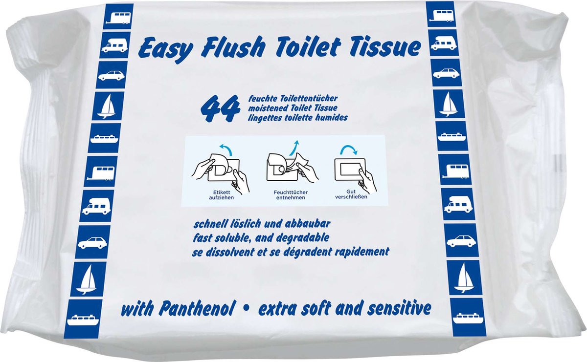 Yachticon vochtige toiletdoekjes voor mobiel toiletten - set van 4