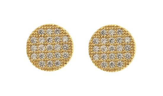 Behave Dames oorbellen oorknoppen rond goud-kleur met stenen 0,8 cm