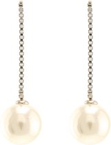 Behave Dames oorbellen hangers zilver-kleur met parel 3 cm