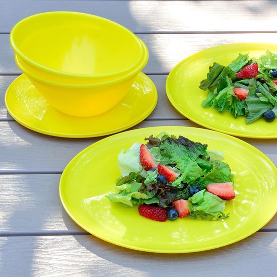 Service de table de cuisine en plastique réutilisable, 18 pièces, assiettes  (20 cm et