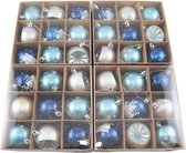 Boules de Noël - Set de 36 pièces - Décorations de Noël - Blauw - Argent - Différentes finitions - Boules de Noël de Noël - Pour le sapin de Noël